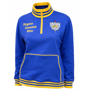 Custom <b>Women</b> Sigma Gamma Rho <b>Quarter</b> <b>Zip</b> <b>Sweatshirt</b> Embroidered Greek Letter Sorority Pullover Casual Fleece Athletic Wholesale - Product Image 1