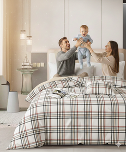 Drap plat et drap-housse modernes et confortables en microfibre de polyester pour lit King Size, avec 2 taies d'oreiller - Résistant à la décoloration et aux plis, toutes saisons - Product Image 1