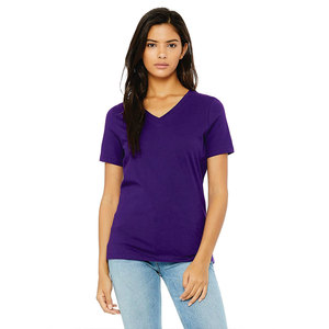 Camiseta de Cuello en V para Mujer, Directo de Fábrica, Ligera, de Algodón Jersey, Corte Ajustado, Informal, Personalizable con Marca, OEM, Venta al Por Mayor - Product Image 1