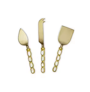 Amazing Design Brass Cheese Set Customized Sale Packing <b>Box</b> Leaf Handle Cheese Knife Cheese Butter Spreader Set - Product Image 2
