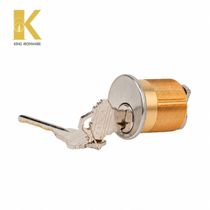 Cylindre de serrure à mortaise 32 mm SC, en acier inoxydable satiné et laiton massif, pour porte d'entrée - Product Image 1