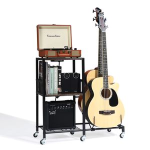 Supporto per Chitarra Pieghevole Multifunzionale con 3 Porte USB, 2 Prese AC, Porta Chitarre a 2 Livelli per Chitarre Acustiche, Elettriche e Bassi - Product Image 2