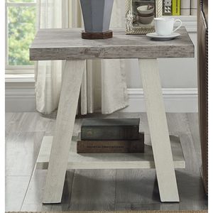 โต๊ะข้างเตียงไม้สองสีสไตล์เอเธนส์ร่วมสมัย สีเทาและสีเบจ ตู้หนังสือดีไซน์ทันสมัย - Product Image 5