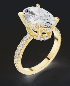 Bague de luxe en or jaune 14 carats avec diamant ovale de laboratoire pour femme, plaqué rhodium, bijou de mariage ou de fiançailles, cadeau - Product Image 4