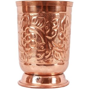 Designer <b>Copper</b> Glass Tumbler <b>Cup</b> 350ml Capacity for Water Drinking Yoga & Ayurveda Healing - Product Image 1