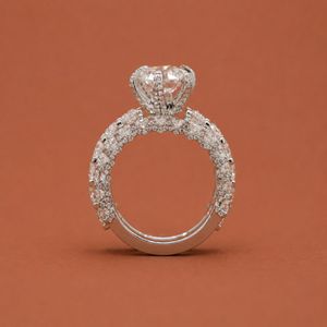 Anillo de compromiso clásico con diamante moissanita redondo en engaste de plata S925 para mujer - Product Image 3
