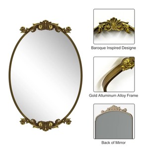 Ornate Oval Wall <b>Mirror</b> – Vintage Gold Decorative <b>Frame</b> <b>Mirror</b> for Bathroom, Bedroom & Luxury Home Decor - Product Image 2