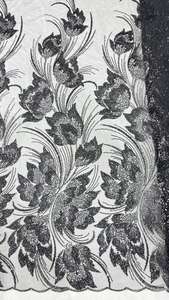 Tissu en filet de perles transparentes souples pour robe de mariée, lehenga, sari, dupatta, tenue de soirée, robe brodée, tissu en maille artisanale - Product Image 5