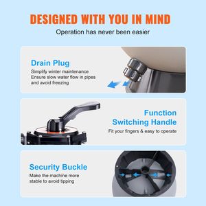 Filtro a Sabbia da 19 Pollici con Portata di 45 GPM per Piscine Interrate, Sistema di Valvole Multiporta a 7 Vie, Filtri per Piscina - Product Image 5