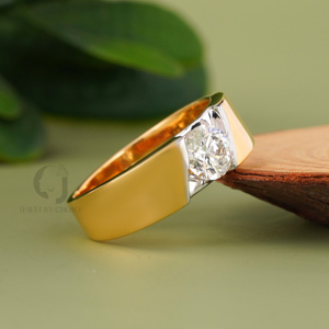 Round Lab Created Diamond <b>Ring</b> 1.03 CT VVS VS DEF Clarity 14K Two Tone <b>Gold</b> Minimalist Tension <b>Set</b> Unisex Engagement Band - Product Image 4