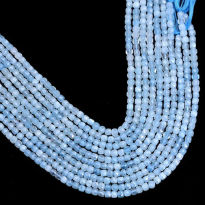 Perles cubiques facettées en aquamarine AAA+ de 4 mm, pierres semi-précieuses naturelles multicolores en aquamarine, perles fantaisie 3D en forme de boîte pour bijoux - Product Image 1
