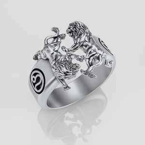 Luxury Lion <b>Ring</b> 925 Sterling <b>Silver</b> Two Tone Gold Animal Design <b>Men</b>’s Statement Jewelry B2B Wholesale <b>Ring</b> - Product Image 3