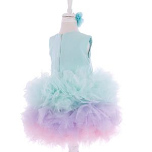 Vestido de encaje para recién nacido con capas florales de diseñador personalizado de alta calidad para niñas, traje moderno para fiesta, boda, cumpleaños, cuello redondo para niños - Product Image 4