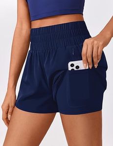 Shorts de sport pour femme, taille haute, en molleton, avec cordon de serrage, design unique et logo personnalisé, pour l'été. - Product Image 4