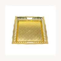 Plateau de service de luxe personnalisé en acier inoxydable écologique moderne pour restaurant, buffet, dessert, collations