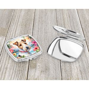 Fox Terrier Luau miroir de maquillage de voyage compact Design portable pliant avec caractéristiques décoratives cadeau pour femmes filles - Product Image 3
