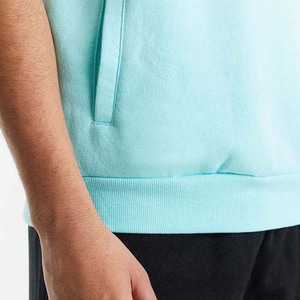 <b>Men's</b> Light Blue Oversized Hooded <b>Short</b> <b>Sleeve</b> Sweatshirt Cotton Fleece Casual Summer Wear - Product Image 5
