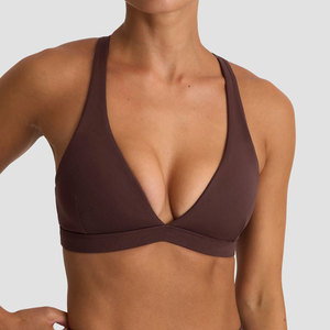 Sujetador deportivo transpirable para mujer con cuello en V profundo, espalda cruzada, espalda abierta, acolchado, de secado rápido, para entrenamiento y running. - Product Image 4