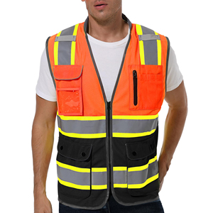 Multi Function Safety Vest With Silver Strips High Visibility Protective Clothing For Handling Warehouse <b>Logistics</b> - Product Image 1