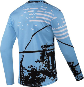 Camiseta Deportiva de Manga Larga con Cuello en V para Hombre, Color Azul Claro, con Patrón Geométrico, Secado Rápido, 100% Poliéster, Corte Regular - Product Image 2