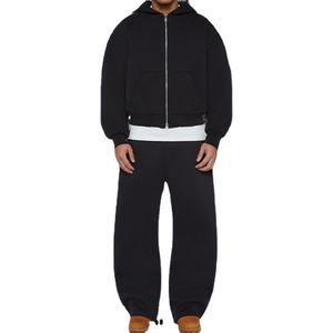 Ensemble de survêtement/sweat-shirt pour homme de haute qualité, en coton 100% lourd, coupe ample personnalisée, avec sweat-shirt à fermeture éclair et pantalon de survêtement ample, idéal pour l'hiver - Product Image 1