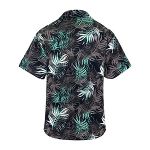 Chemise hawaïenne à manches courtes pour hommes, imprimé floral tropical, col rabattu, boutonnée, vacances d'été, noire - Product Image 2