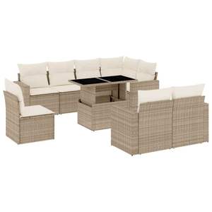 Conjunto de Sofás Modulares Medianos de Ratán Sintético PE Beige para Jardín - Product Image 2