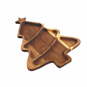 Plateau de service en bois d'acacia durable fait à la main plateau de service écologique pour les fêtes de Noël en céramique - Product Image 6
