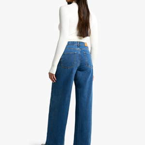 High Waist Womens Wide Leg <b>Denim</b> Jeans Blue Loose Straight Pants Streetwear Vintage <b>Stretch</b> Trousers For Daily Use - Product Image 2