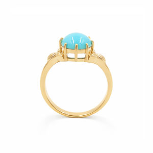 แหวนเงินแท้ 925 ชุบทองคำขาว ประดับพลอยรูปไข่สีฟ้าคราม ดีไซน์ใบไม้สลักลาย - Product Image 5