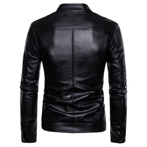 Veste en cuir pour homme, prix de gros personnalisé ODM, nouveau style, fermeture éclair, cuir véritable de haute qualité. - Product Image 3