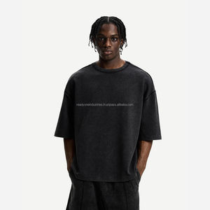 Camiseta ancha cuadrada en blanco de alta calidad, Camiseta de algodón de peso pesado, camiseta negra de gran tamaño para hombres - Product Image 1