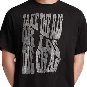 T-shirt pour homme avec strass, 180G, col rond, manches courtes, tissu tricoté, hip-hop, impression de logo personnalisée sur le devant - Product Image 4