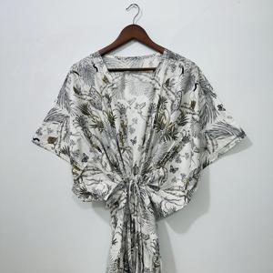 Women Floral Printed Cotton <b>Kaftan</b> Dress Loose Fit Beach Cover Up Summer Cotton Print Maxi Loungewear Resort Wear Boho <b>Kaftan</b> - Product Image 1