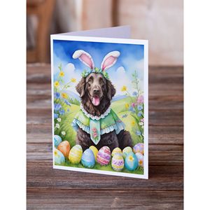 Whimsical Curly-Coated Retriever Easter Egg Hunt Tarjetas de felicitación Pack 8 Tarjetas de nota en blanco con sobres A7 Tamaño 5x7 - Product Image 2
