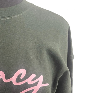 Sudadera Gris Legacy para Mujer, Cuello Redondo Clásico, Manga Larga, Diseño Gráfico, Felpa Suave, Estilo Sorority, Informal, Invierno - Product Image 2