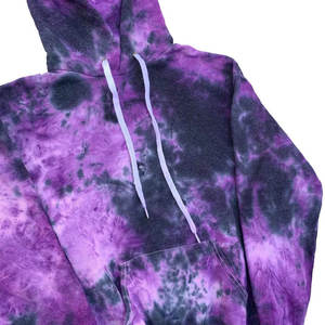 <b>Mens</b> Tie-Dye Purple and Black Custom Logo <b>Pullover</b> Hoodie and Matching Jogger Sweatpants Tracksuit OEM ODM Wholesale Apparel - Product Image 4