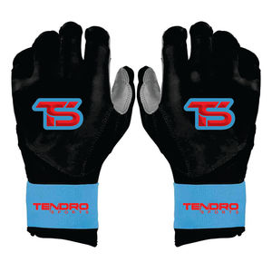 Bruce Bolt Leather Batting <b>Gloves</b> Customizable Blue Padded Microfiber Knit Fabric Hook Loop Closure Unisex Adult Professional - Product Image 2