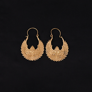 Boucles d'oreilles pendantes en laiton en forme d'aile d'aigle, plaquées or, tendance pour femmes, taille 50x35MM - Product Image 2
