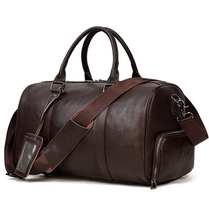 Leather <b>Duffel</b> <b>Bag</b> With Zipper Closure Travel Weekender <b>Bag</b> Brown Durable Material - Product Image 2