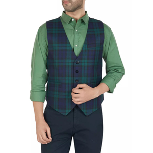 Gilet écossais pour homme, coupe classique ajustée, veste sans manches à carreaux, idéal pour les occasions formelles, les mariages, les fêtes ou le quotidien - Product Image 1