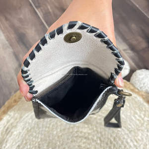 Nouvelle pochette pour téléphone portable en cuir véritable de style occidental, faite à la main, en cuir naturel avec fermeture à pression, mini pochette à main - Product Image 6