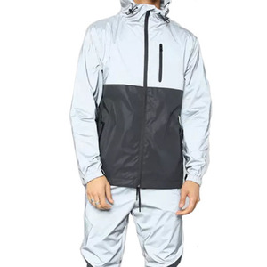 Conjunto de Chaqueta Cortavientos Ligera con Capucha y Cierre para Hombre y Pantalones, Traje Deportivo de Dos Piezas - Product Image 1