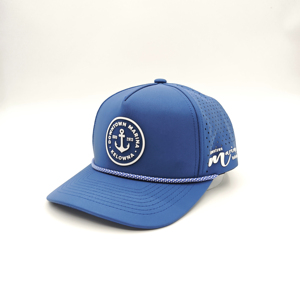 Downtown Marina Blue Mesh Baseball Cap Unisex Fitted 6-Panel <b>Hat</b> Breathable Waterproof Solid Color Casual Spring <b>Summer</b> - Product Image 4