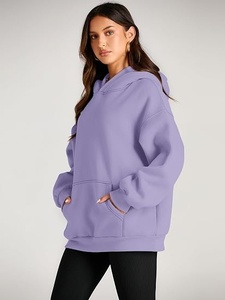 Sudadera informal extragrande con capucha para mujer, forrada, de manga larga, a rayas, de algodón, tela no tejida, transpirable, antipilling - Product Image 4