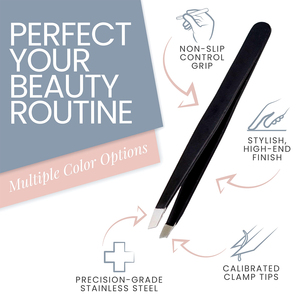 Pinzas de Cejas de Alta Calidad con Punta Inclinada Lisa y Recubrimiento de Papel Negro para el Cuidado de las Cejas y Manicura - Product Image 5