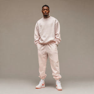 Ensemble de survêtement oversize pour homme avec pantalon de jogging à épaules tombantes et fermeture éclair, style streetwear - Product Image 4