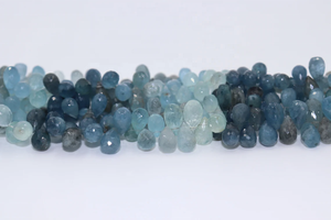 Cuentas de gota facetadas de Aguamarina 6,5*10mm 8 pulgadas hebra de corte lateral de cuentas de musgo de piedra Natural - Product Image 2