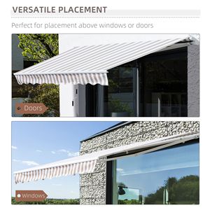 Tenda da Sole Retrattile Facile da Aprire 10x8 con Strisce Beige, Protezione UV, Telaio in Alluminio, Staffe per Tenda, Proiezione Massima 5m - Product Image 6