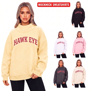 Factory Custom Logo Women's Embroidered <b>Jumper</b> Breathable Soft Cotton <b>Fleece</b> Pullover Mock Neck Oversized Sweatshirt for Women - Product Image 1